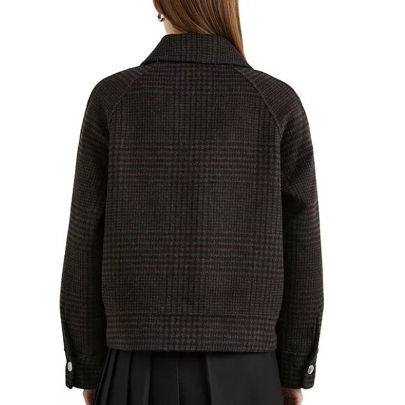 Rails Cheyenne Houndstooth Zip Jacket Brown Wool Blend Womens S - Picture 8 of 13